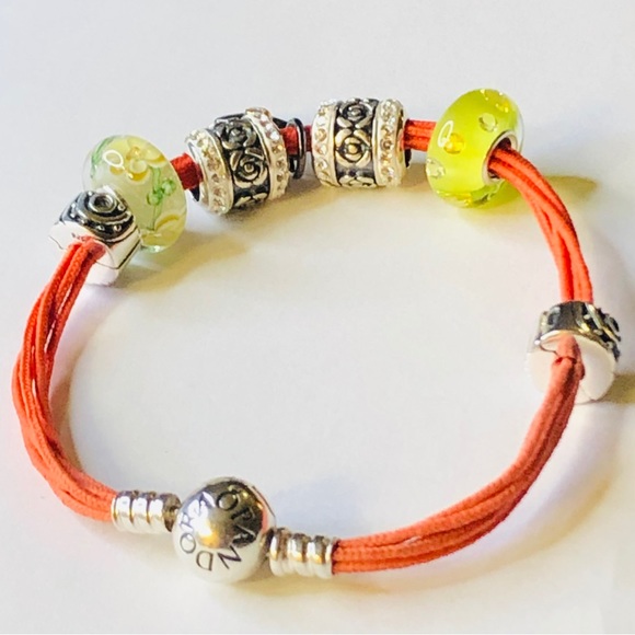 Pandora Multi Strand Bracelet with Sterling Silver Charms - Picture 8 of 9